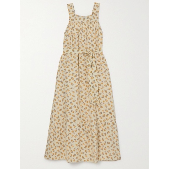 Doen Dresses & Skirts - Doen Eve Raw Silk Floral Printed Midi Dress